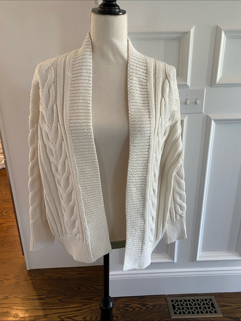 Banana Republic Cream Cable Open-Front Cardigan